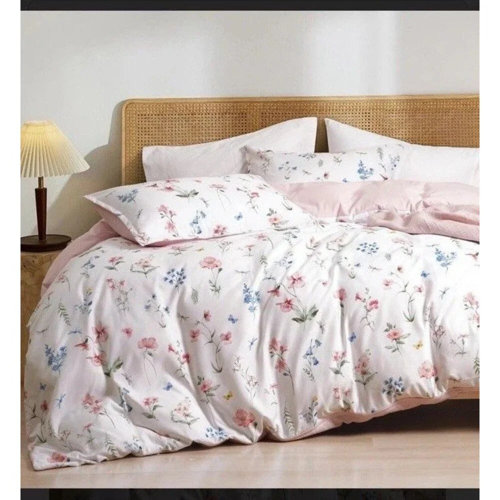 Ultra Soft Floral Duvet Cover Queen Size, Printed Bedding Set 3 Pieces,